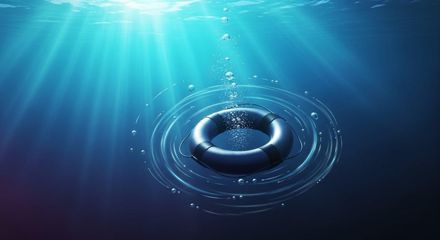 A life preserver made of solid iron, sinking to the bottom of the ocean.