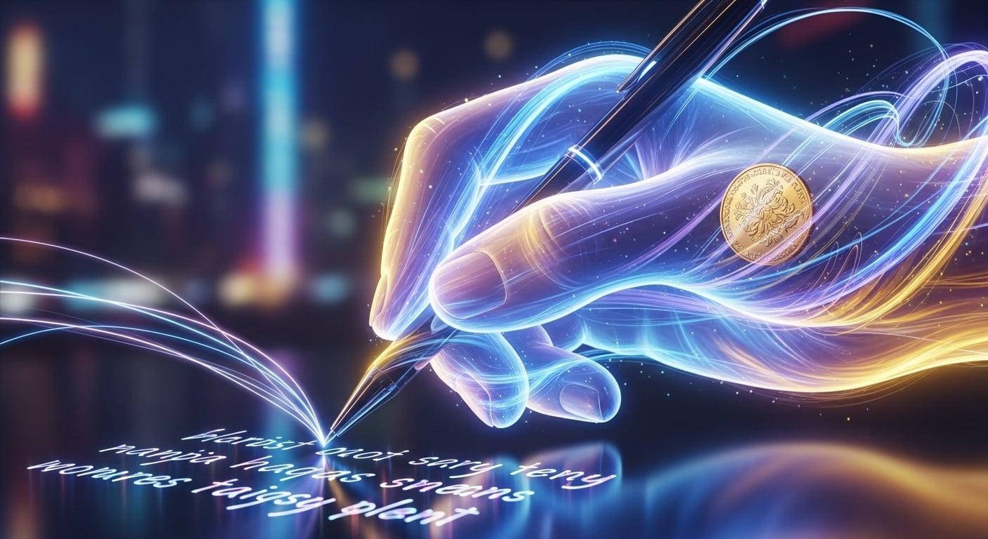 A glowing, digital key slipping through a person's fingers and falling into a dark abyss.