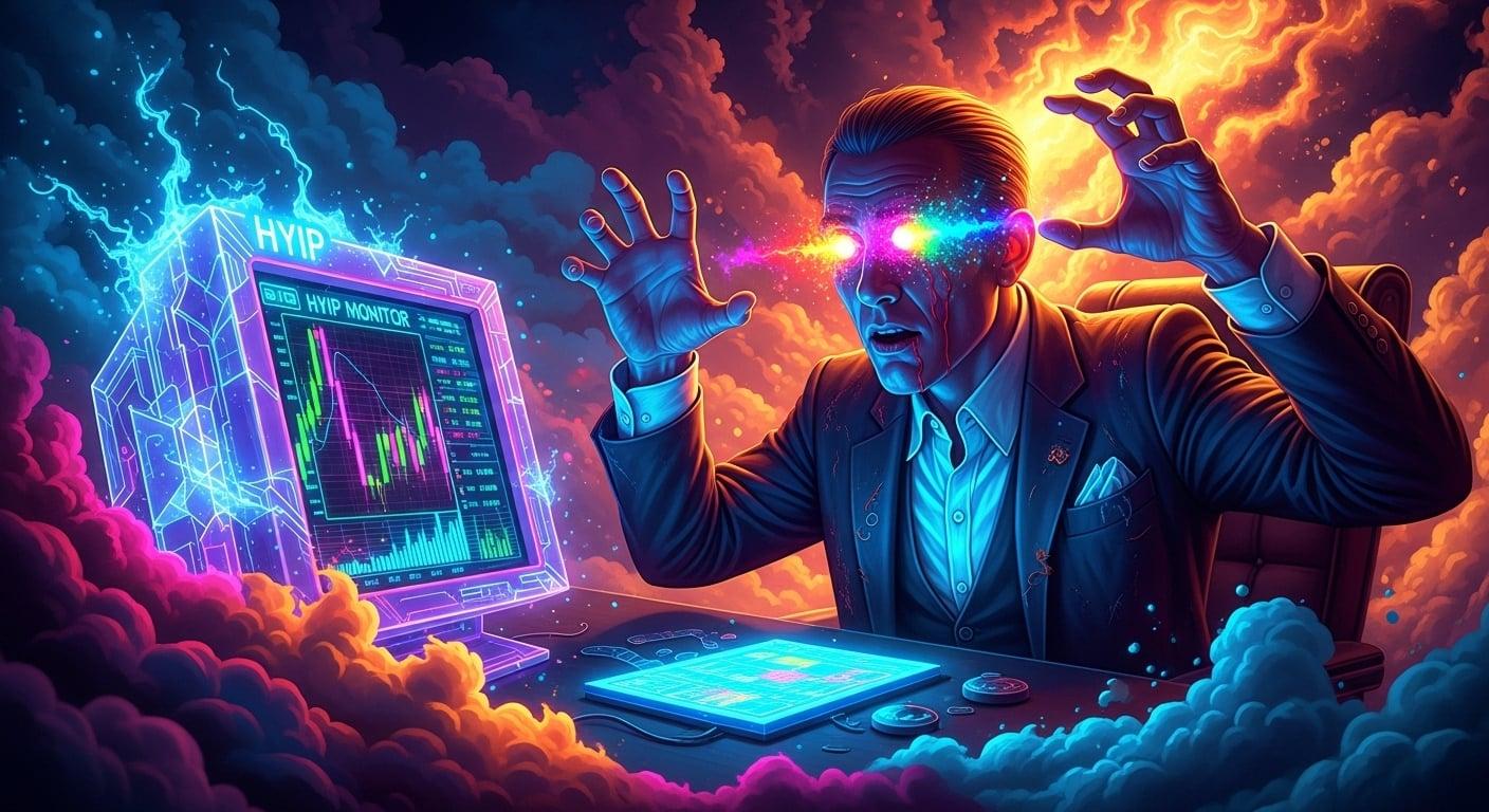 The savage, beautiful madness of a mind hooked on the HYIP monitor twitch.
