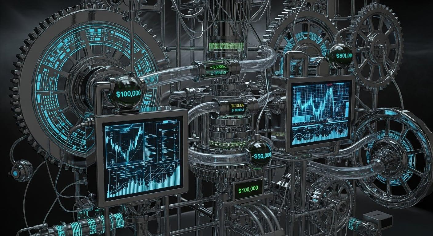 The gleaming, chrome-plated guts of a high-tech Ponzi scheme, humming with malicious intent.